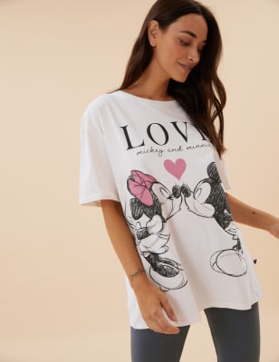 

Womens M&S Collection Schlafanzugset mit hohem Baumwollanteil und Mickey Mouse™-Motiv - Oatmeal Mix, Oatmeal Mix