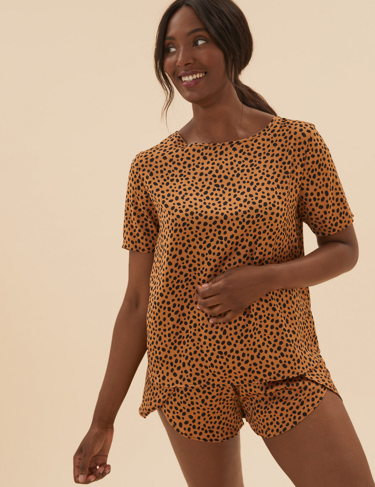 Satin Cheetah Print Short Pyjama Set