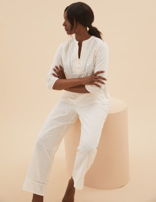 

Womens M&S Collection Dobby-Schlafanzugset aus reiner Baumwolle - Light Natural, Light Natural
