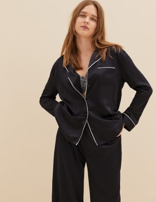 

M&S Collection Pijama con cuello de solapa de saténWomens - Black, Black