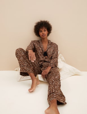 Leopard Print Pyjama Set with Eye Mask