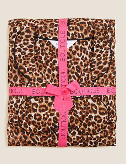 Leopard Print Pyjama Set with Eye Mask