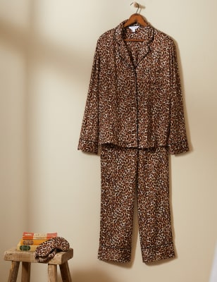 Leopard Print Pyjama Set with Eye Mask