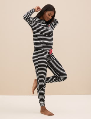 

Womens M&S Collection Pure Cotton Striped Pyjama Set - Black Mix, Black Mix
