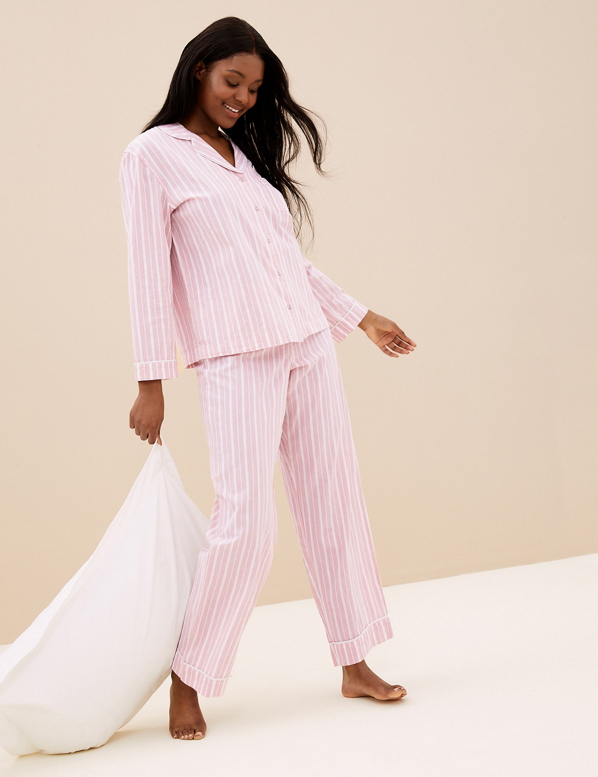 Pure Cotton Cool Comfort™ Pyjama Set Marks & Spencer Women Clothing Loungewear Pajamas 