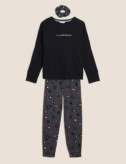 Cotton Rich Pyjama Set with Scrunchie