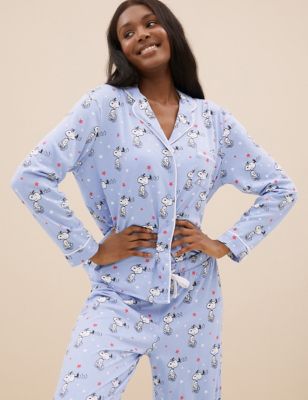 

Womens M&S Collection Snoopy™ Cotton Rich Pyjama Set - Medium Blue, Medium Blue