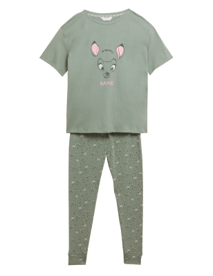 

Womens M&S Collection Bambi™ Cotton Rich Pyjama Set - Dusty Green, Dusty Green