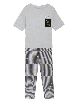 

Womens M&S Collection Snoopy™ Cotton Rich Pyjama Set - Grey, Grey