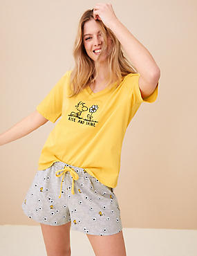 Pyjama en coton à col V et motif Snoopy™
