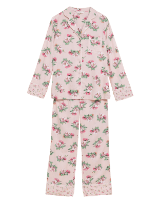 

Womens M&S Collection Woven Viscose Floral Revere Pyjama Set - Pink Mix, Pink Mix