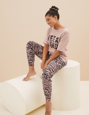 

M&S Collection Pijama 100% algodón con estampado de cebraWomens - Rose Quartz, Rose Quartz