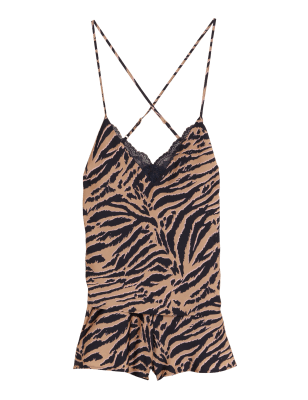 

Womens M&S Collection Dream Satin™ Zebra Print Cami Set - Black Mix, Black Mix