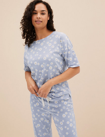 Cotton Mix Crew Neck T-Shirt & Pyjama Set