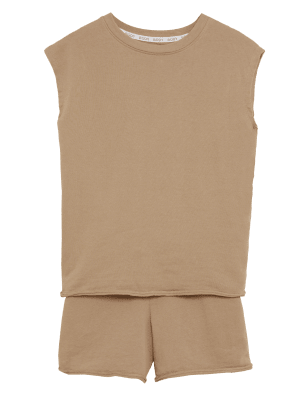 Womens BODY Pure Cotton Cool Comfort™ Lounge Shortie Set - Cappuccino