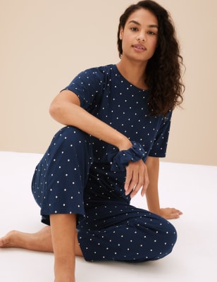 

Womens M&S Collection Cotton Modal Cool Comfort™ Pyjama with Scrunchie - Navy Mix, Navy Mix