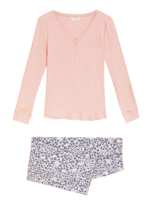 

Womens M&S Collection Pure Cotton Printed Pyjama Set - Pink Mix, Pink Mix