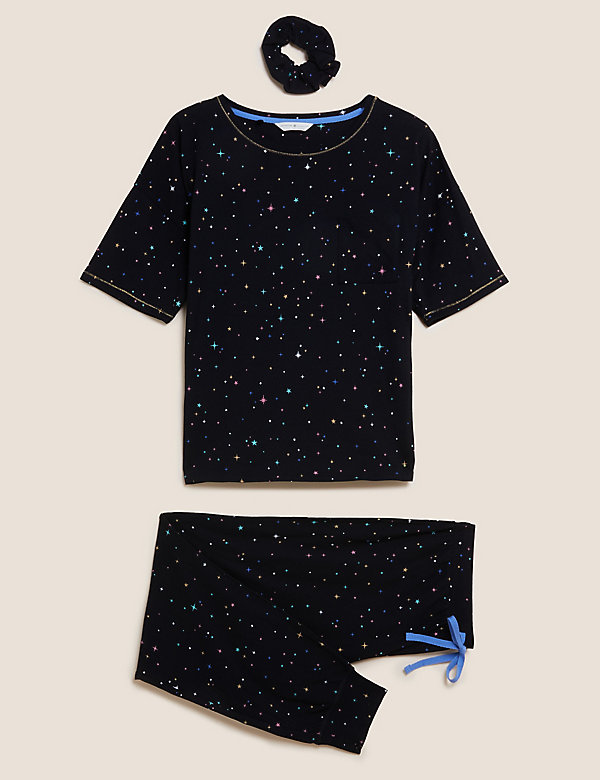 P124.14 Ex M*S Pure Cotton Star Print Pyjama Set Size 8-10 