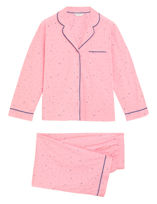 

Womens M&S Collection Pure Cotton Cool Comfort™ Star Revere Pyjama - Pink Mix, Pink Mix