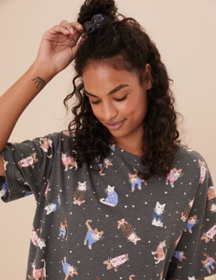 Cotton Rich Legging Pyjama with Scrunchie