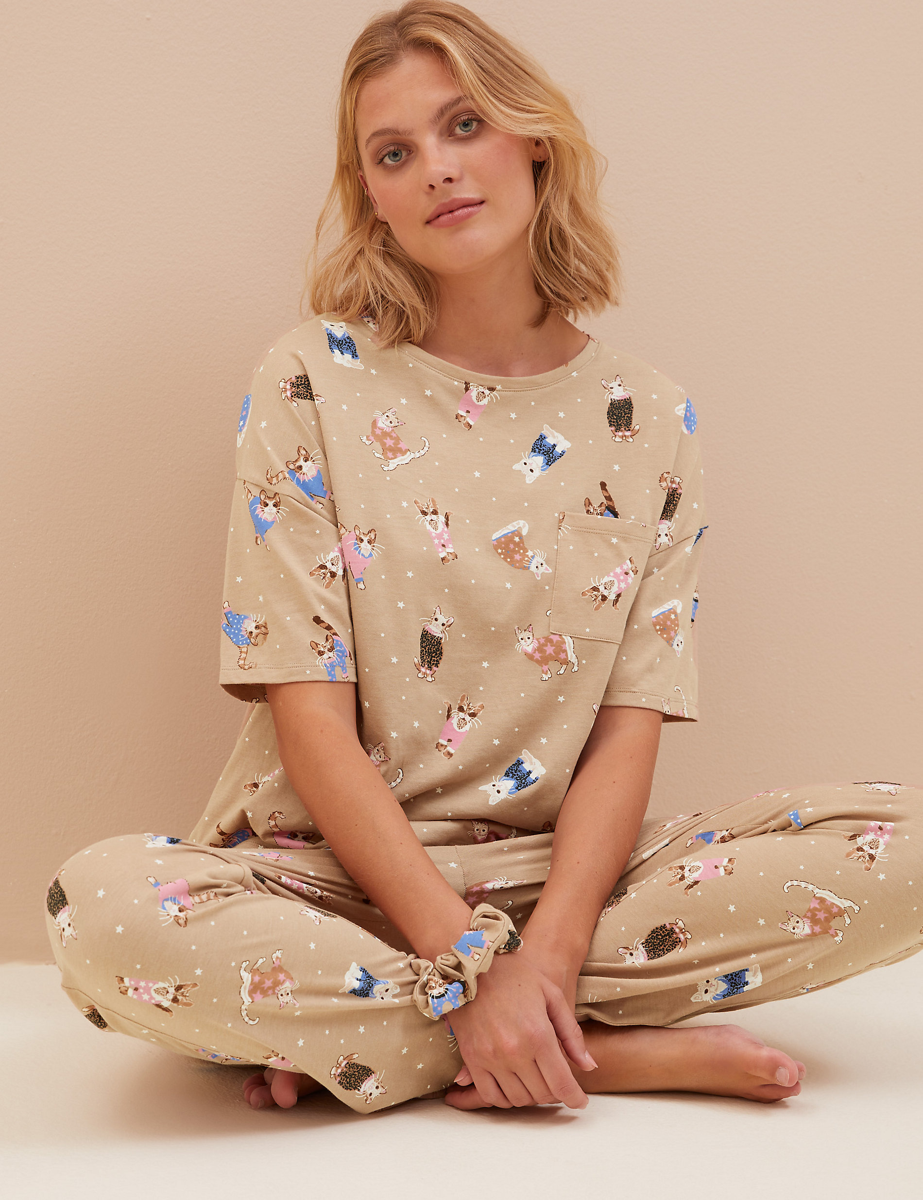 Cotton Rich Pyjama with Scrunchie
