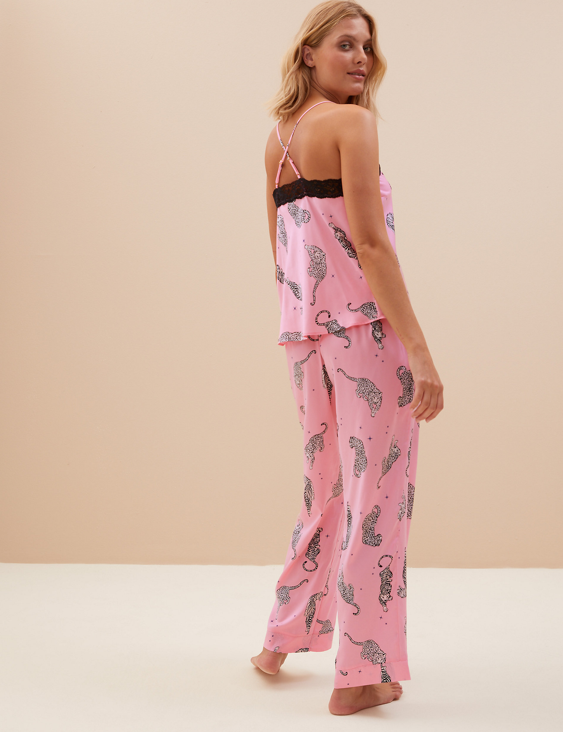 Dream Satin™ & Lace Tiger Print Pyjama Set