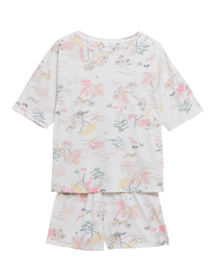 

Womens M&S Collection Pure Cotton Tropical Shortie Pyjama Set - Light Natural, Light Natural