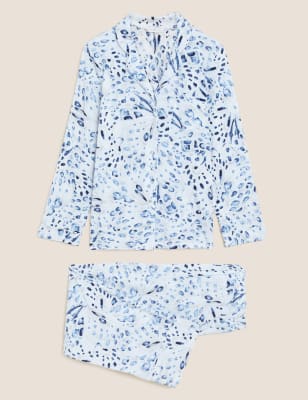 

Womens M&S Collection Cotton Modal Revere Pyjama - Blue Mix, Blue Mix