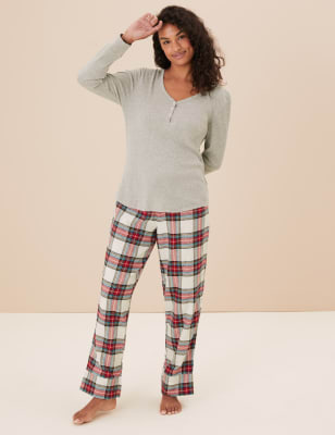 Womens checked best sale pyjama bottoms