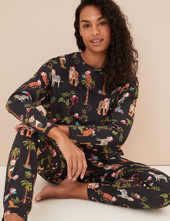 Pyjama de Noël pour femme à imprimé animal
