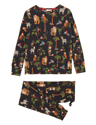 

Womens M&S Collection Schlafanzugset für Damen im Familienlook mit Tiermuster zu Weihnachten - Charcoal Mix, Charcoal Mix