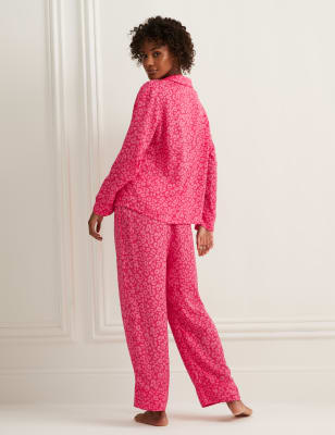 Leopard Print Satin Pyjama Set Pink