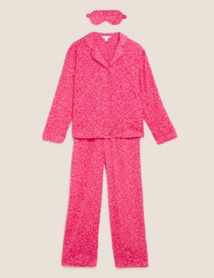 Boutique Womens Dream Satin™ Leopard Print Pyjama Set - 6 - Pink, Pink