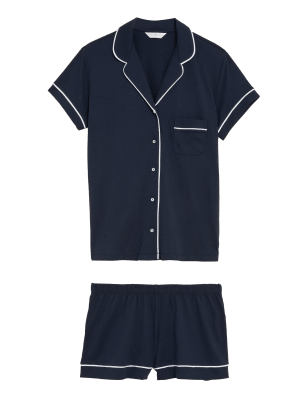 

Womens M&S Collection Cotton Modal Cool Comfort™ Shortie Set - Navy, Navy