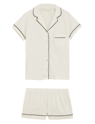 

Womens M&S Collection Kurzes Set aus Baumwolle und Modal mit Cool Comfort™ - Ivory, Ivory