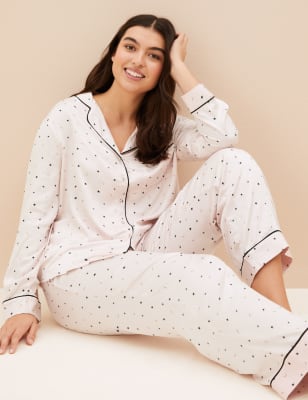 Star Print Revere Collar Pyjama Set