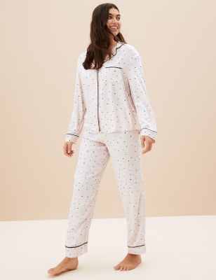 Star Print Revere Collar Pyjama Set