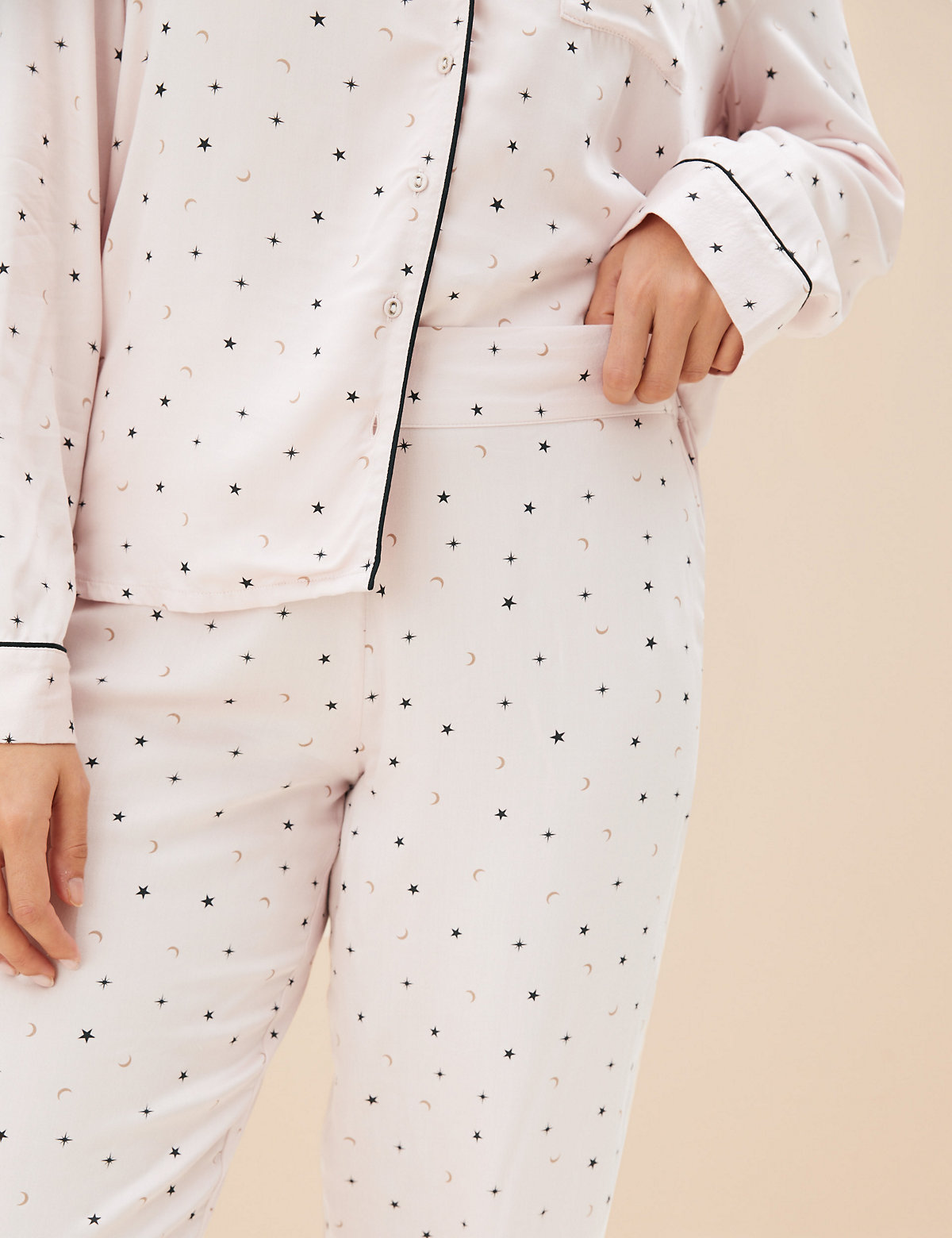 Star Print Revere Collar Pyjama Set