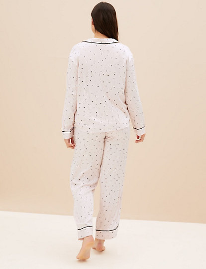 Star Print Revere Collar Pyjama Set
