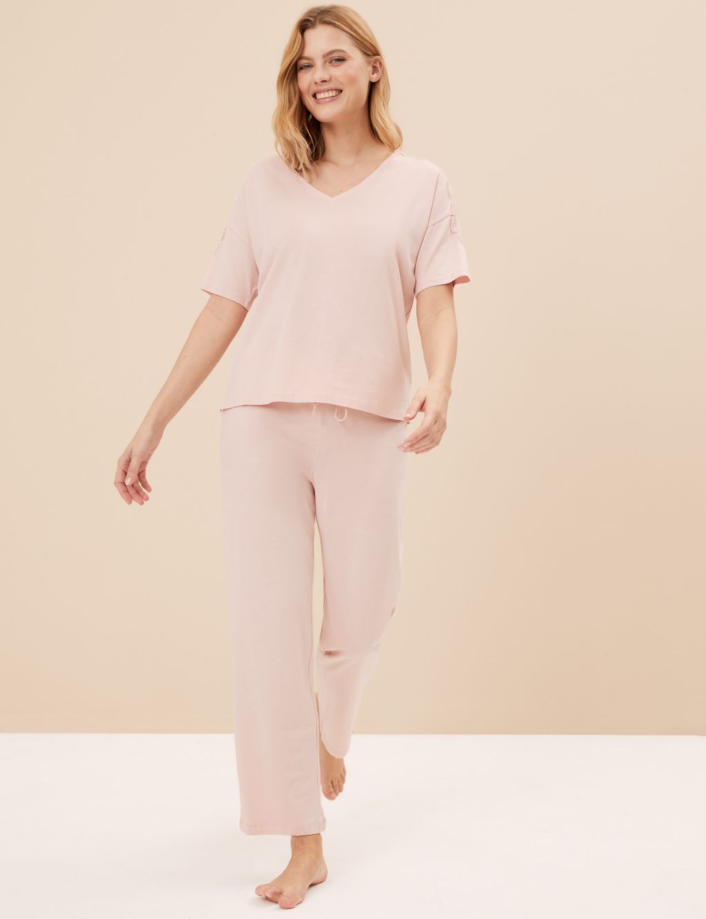 Cool Comfort™ Cotton Modal Lace Pyjama Set image 2
