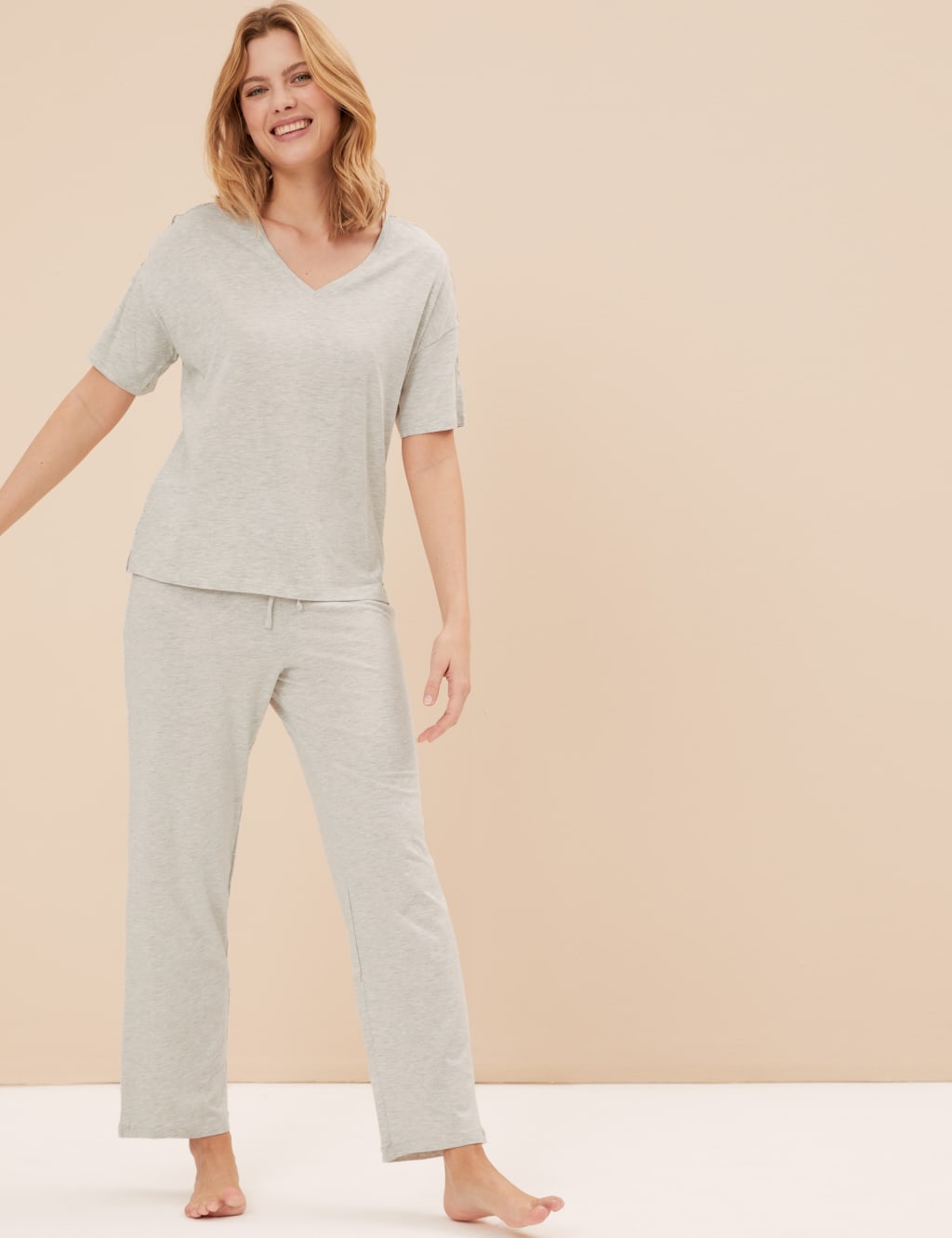 Cool Comfort™ Cotton Modal Lace Pyjama Set image 2
