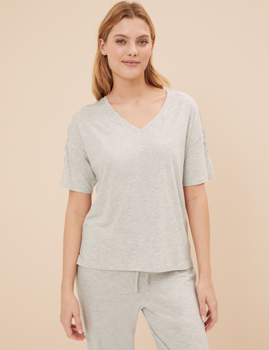 Cool Comfort™ Cotton Modal Lace Pyjama Set image 3