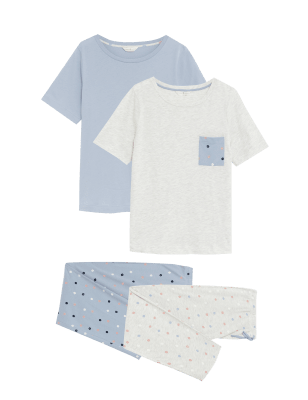 

Womens M&S Collection 2pk Cotton Rich Floral Pyjama Sets - Charcoal Mix, Charcoal Mix