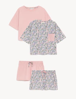 

M&S Collection Pack de 2 conjuntos cortos de algodónWomens - Pink Mix, Pink Mix