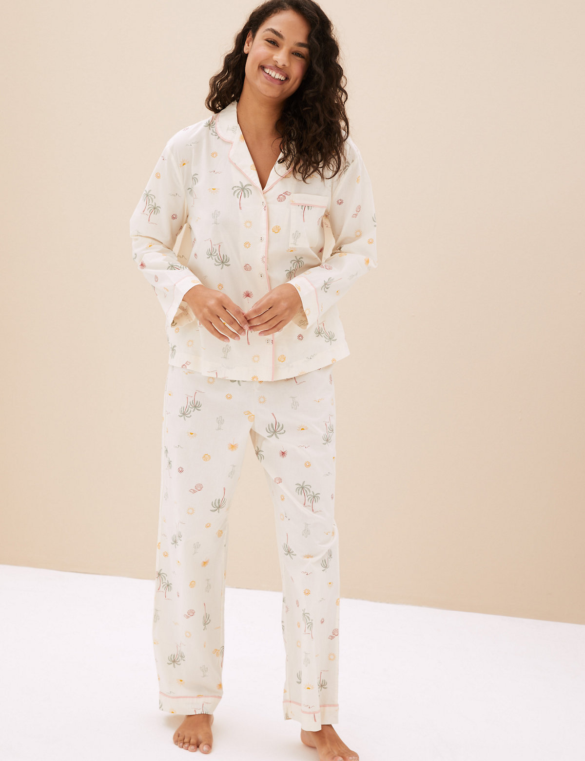 Pure Cotton Palm Print Pyjama Set