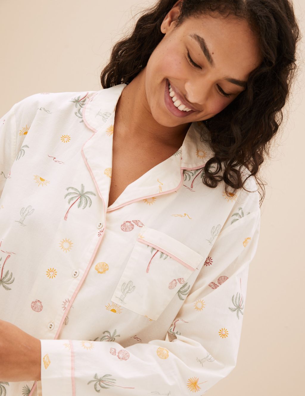 Pure Cotton Palm Print Pyjama Set image 3