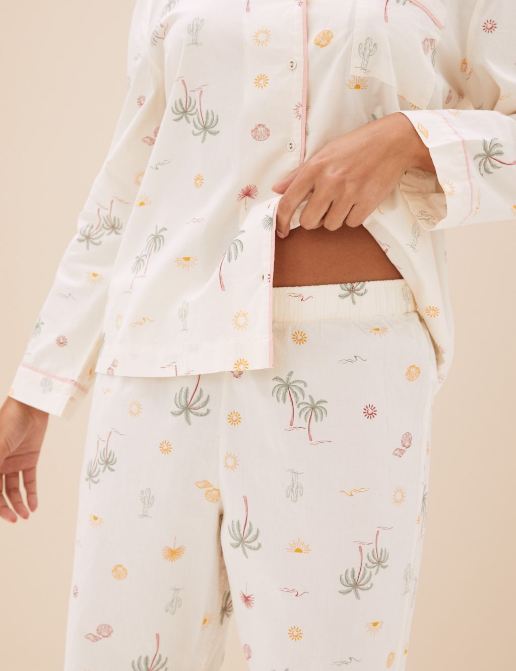 Pure Cotton Palm Print Pyjama Set image 4