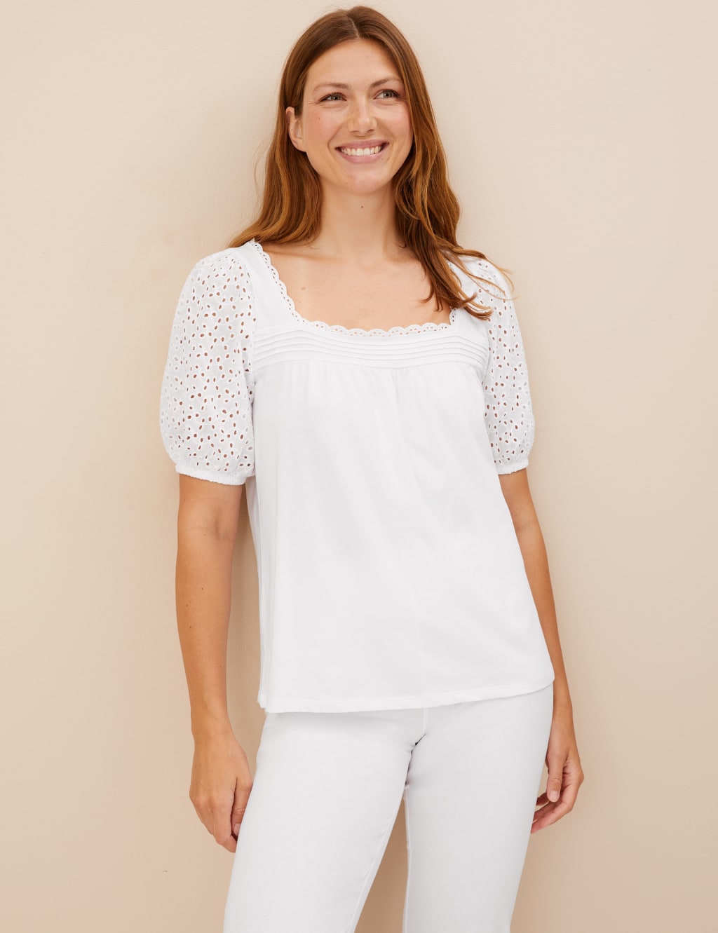 Pure Cotton Broderie Pyjama Set image 3