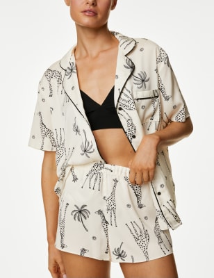 

M&S Collection Conjunto corto con estampado de jirafa Dream Satin™Womens - Ivory, Ivory