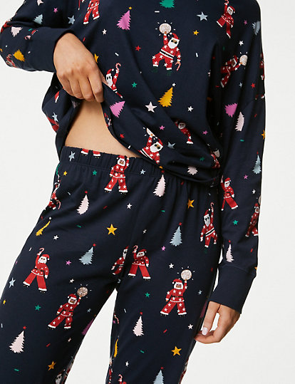 Women's Disco Santa Family Christmas Pyjama Set